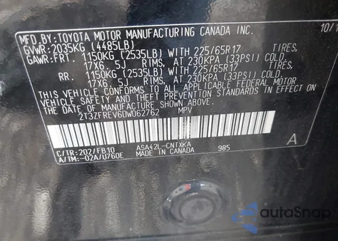 2013 Toyota Rav4 Le from USA, damaged, VIN 2T3ZFREV6DW062762